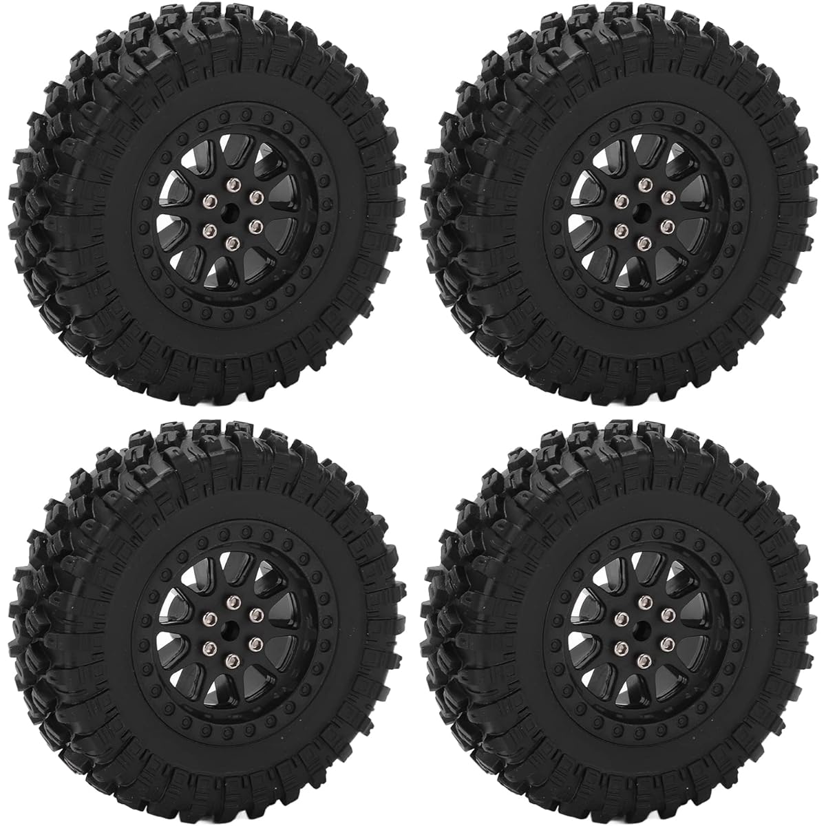 RiToEasysports RC Car Tires 4Pcs Rubber Tires Hex Wheel Rims for MN D90 D91 D99 D99S D86 RC Car Spare Upgrade Accessories (R789BL Black)