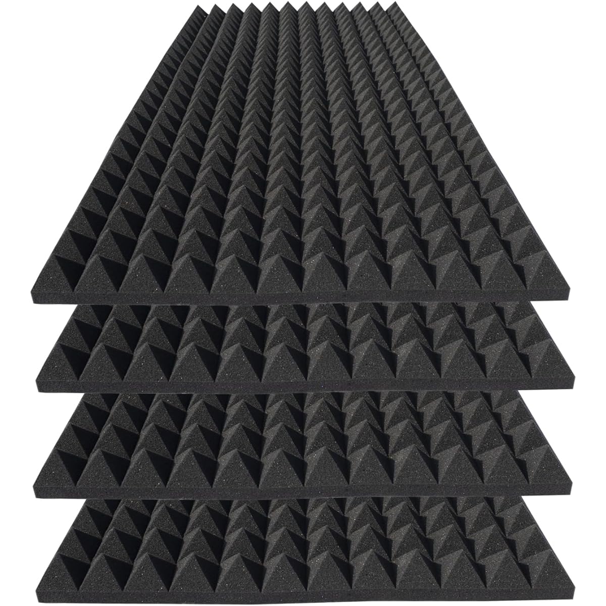 KTOESHEO Pyramid Acoustic Foam Panels 4 Pack 48x24x2 Inch Acoustic Foam High Density Acoustic Wall Panels Fire Resistant Cancellation Studio Foam Panels Noise & Echo Reduction (Black)