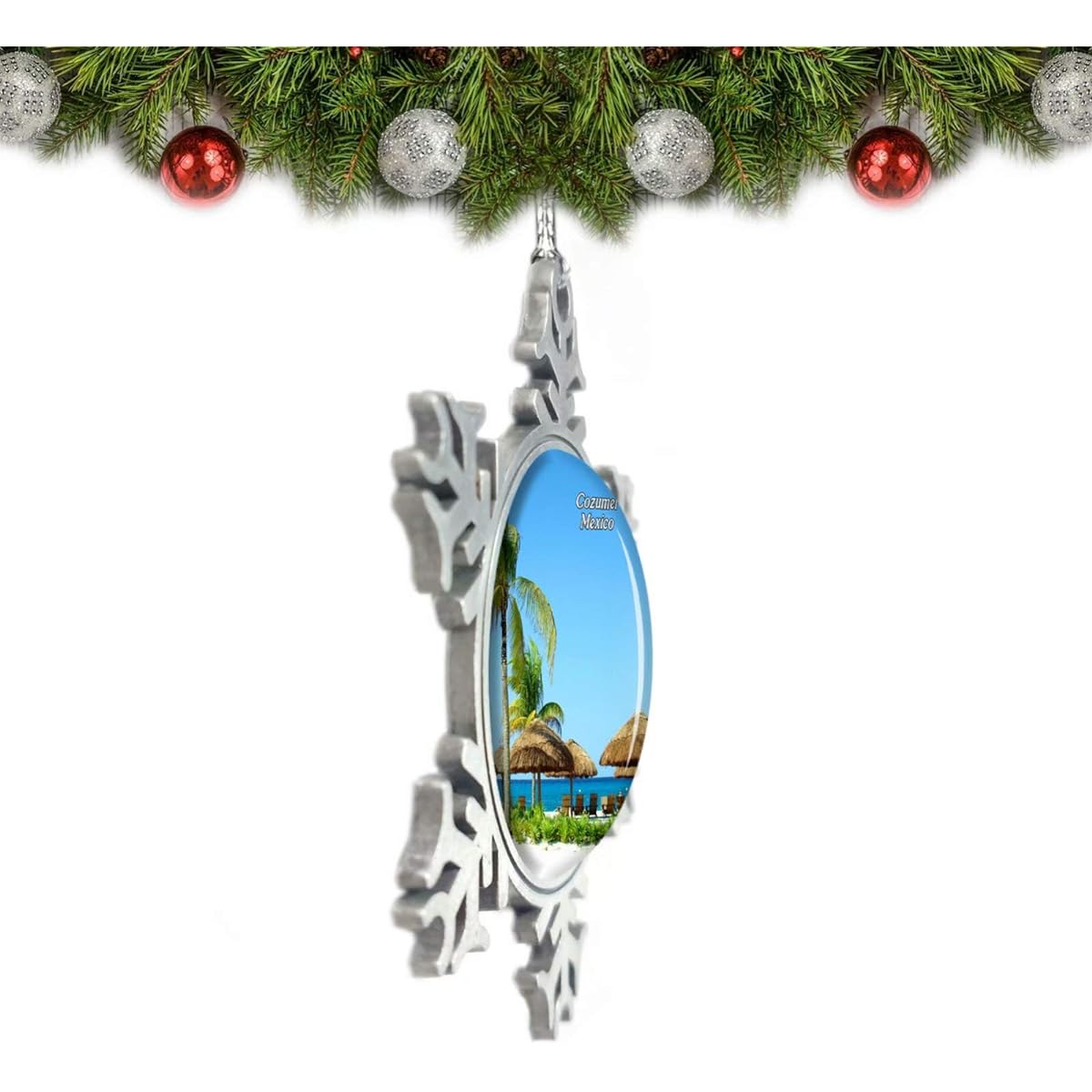 Umsufa Mexico Beach Cozumel Christmas Ornaments Tree Decorations Crystal Metal Souvenir Gifts