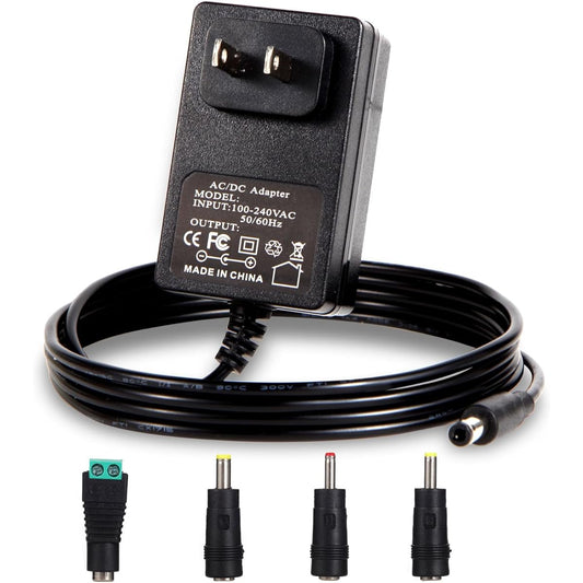 5V 1A AC Adapter Power Cord 5 Volt 100mA 200mA 300mA 400mA 500mA 600mA 800mA 900mA 1000mA Equipment DC Plug 5.5 x 2.1mm & 2.5mm
