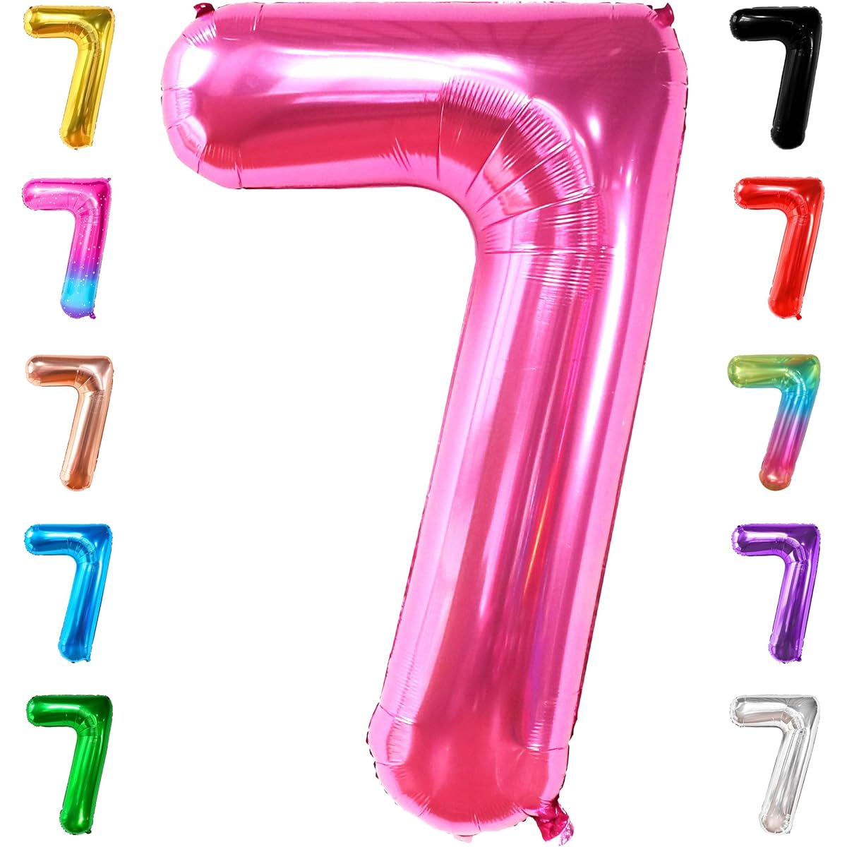 Pink number 7 foil balloon