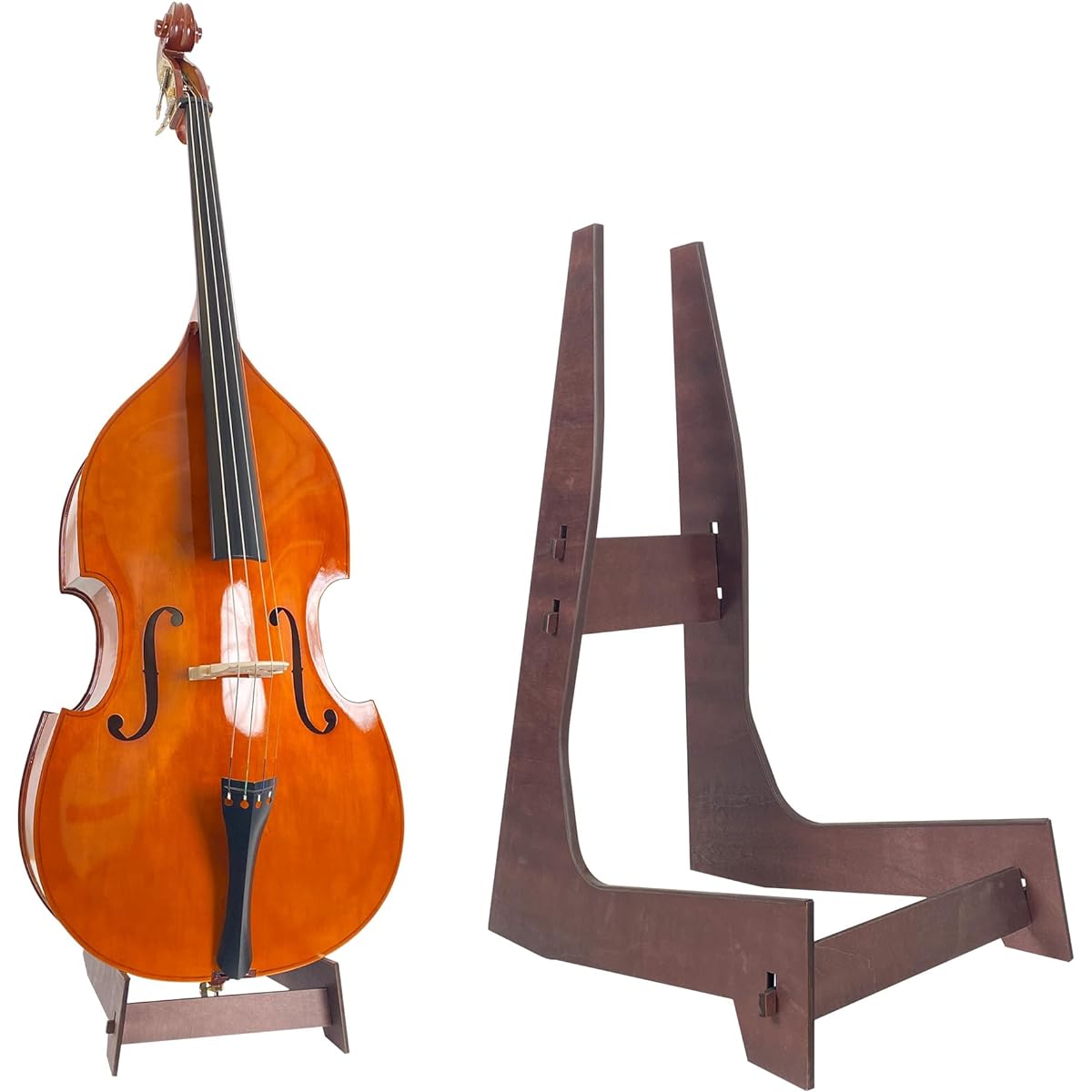 COLOOFO Double Bass Stand, Sturdy and Portable Upright Bass, Wooden Cello Stand with Detachable Rubber Protection for Bass Cello.