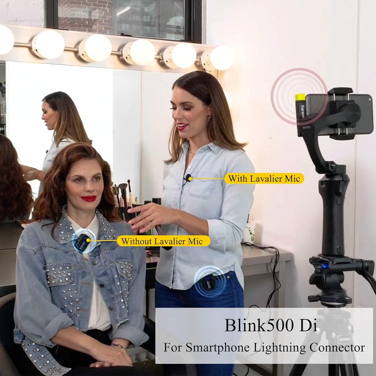 2.4GHz Wireless Microphone System with Two Transmitters for iOS Devices, Saramonic Ultra Compact Dual Channel Mic for iPhone 11, 10, 8, 7, 6 iOS Devices, iPad, iPod YouTube Facebook Live (Lightning)