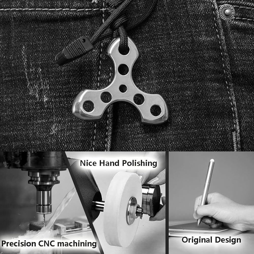 [TISUR] Titanium Triangle Keychain Self-defense Multi-tool EDC Accessory Pendant Can also be used for massage