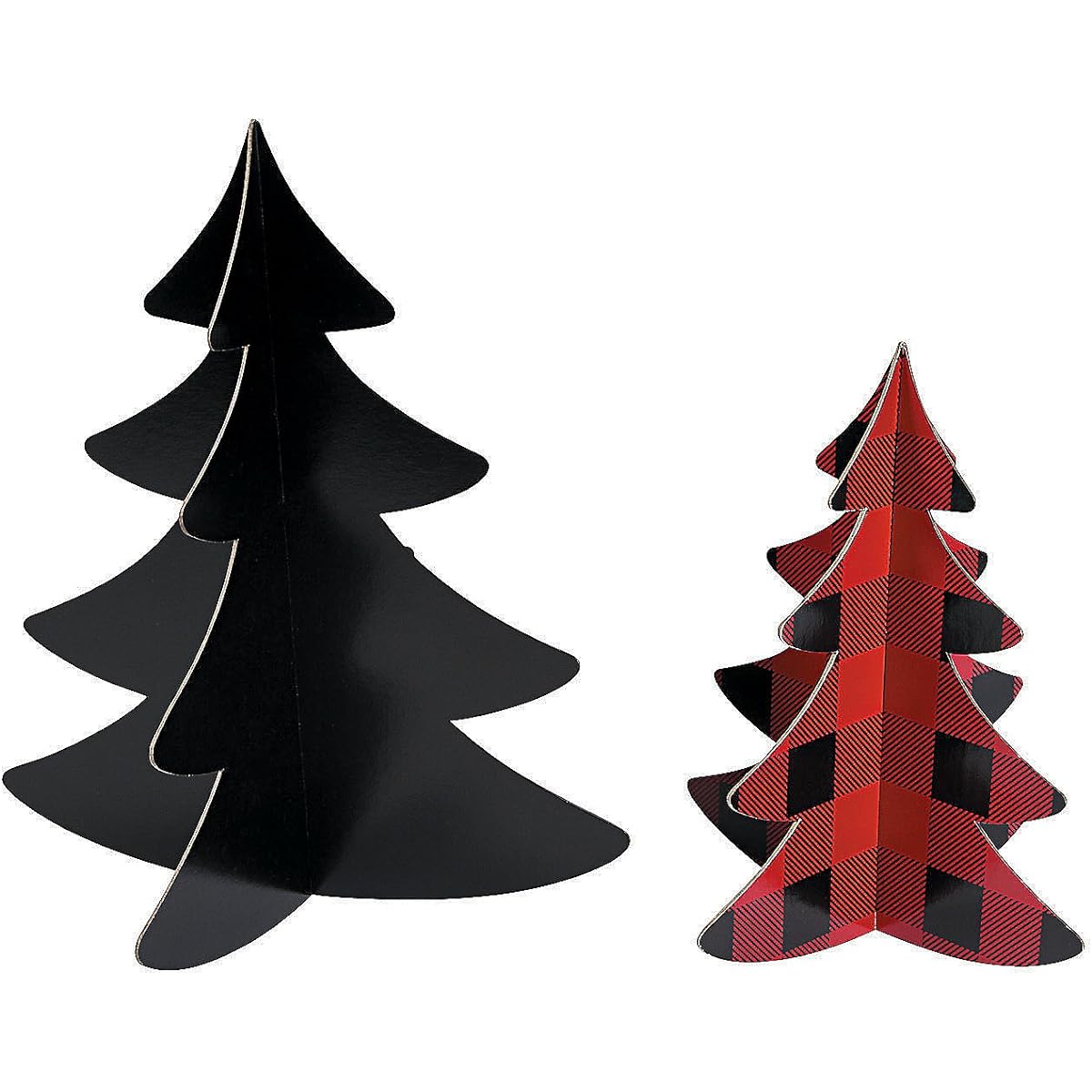 Fun Express Buffalo Plaid 3D Tree Centrepieces (3)