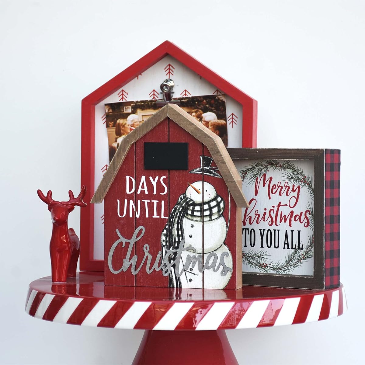 Paris Loft Christmas Countdown Tabletop Sign Days Until Christmas Farmhouse Decor Barn with Chalkboard and Snowman