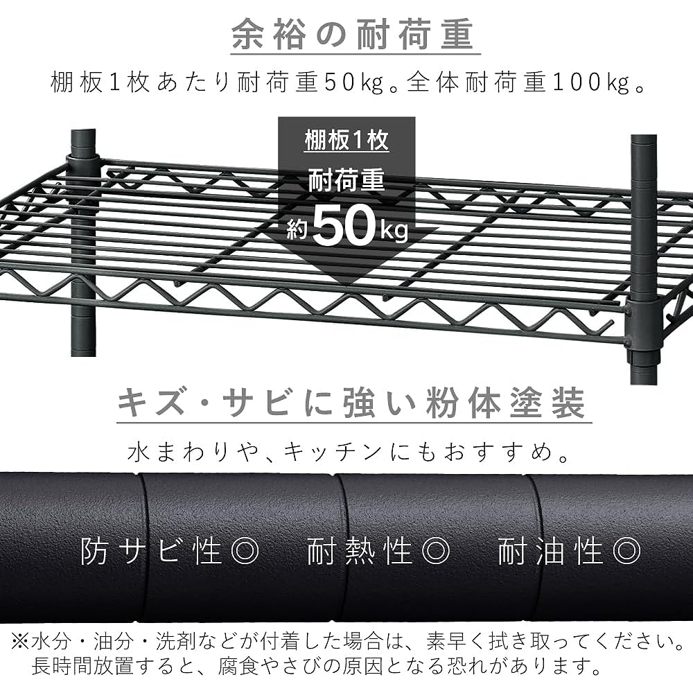 Iris Ohyama Matte color rack that blends in with your room Metal rack Color metal rack body Wagon 55cm width 5 tiers Matte color Black Pole diameter 19mm Load capacity 100kg Width 55 x Depth 35 x Height 160cm CMM- 55165