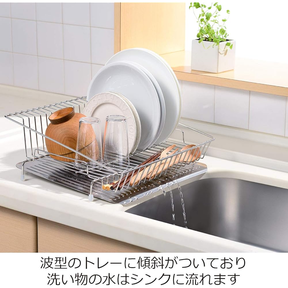 Oaks Raye Stainless steel drainer basket with flowing water, made in Japan LS1541