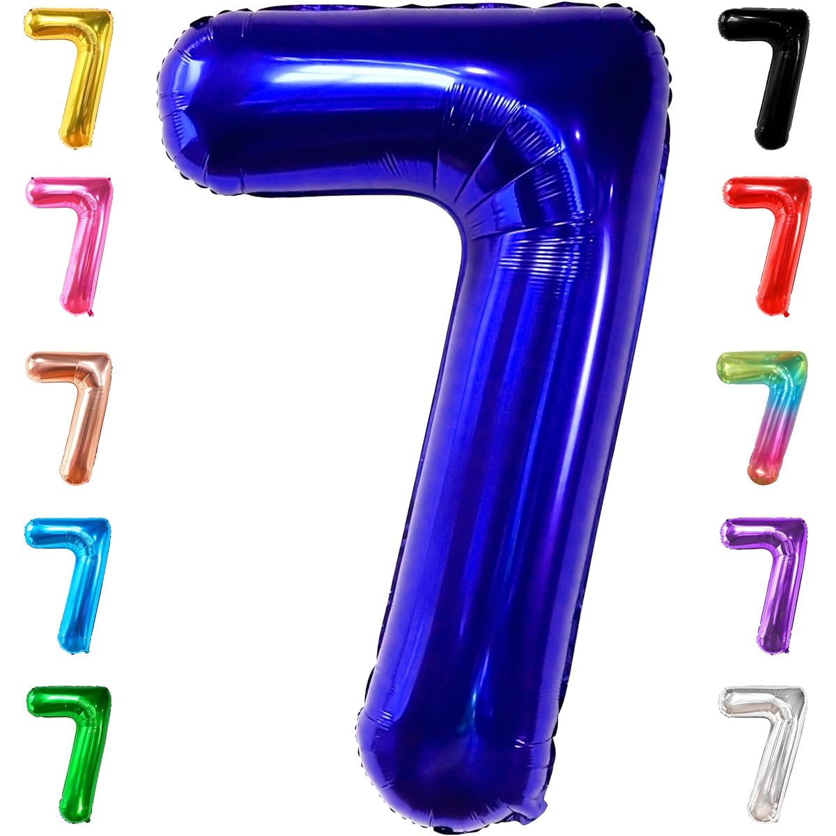 KatchOn Blue Number 7 Balloons - 40 Inch | Dark Blue 7 Balloon Number for Boys 7th Birthday Decorations | 7 Year Old Balloons 7th Birthday Balloons for Boys