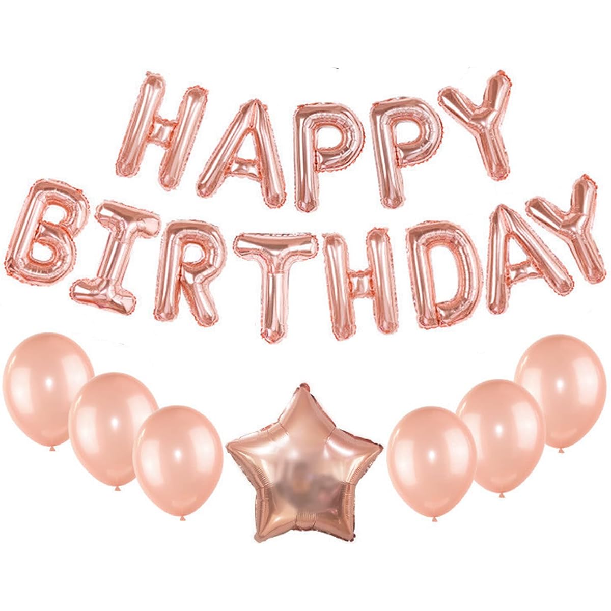 Happy Birthday Balloons, Coffee Happy Birthday Banner Mylar Foil Letters, Inflatable Party Decor & Event Decorations for Kids and Adults (Rose Gold)