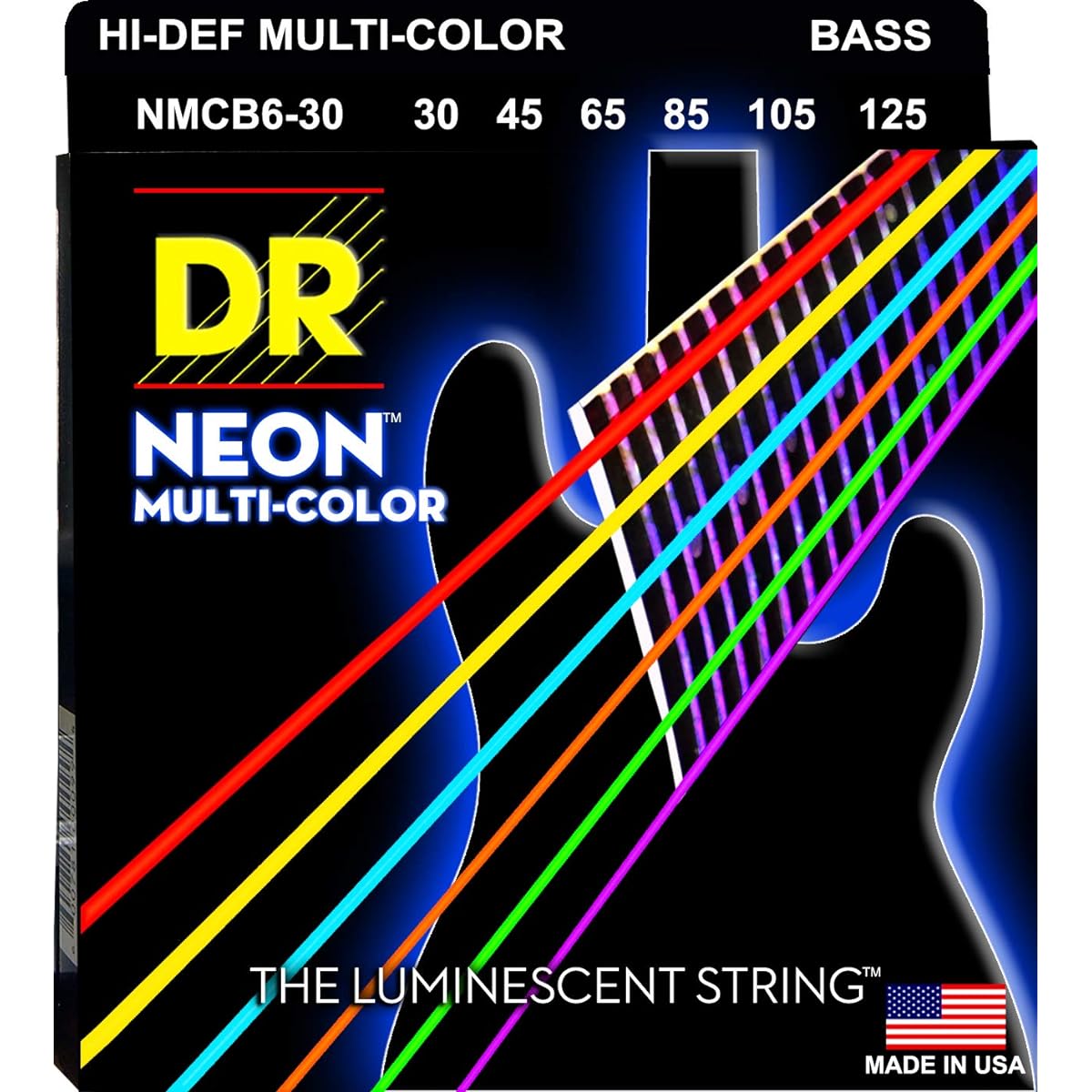 DR Strings NMCB6-30 DR NEON 6 bass guitar strings, medium, multicolor