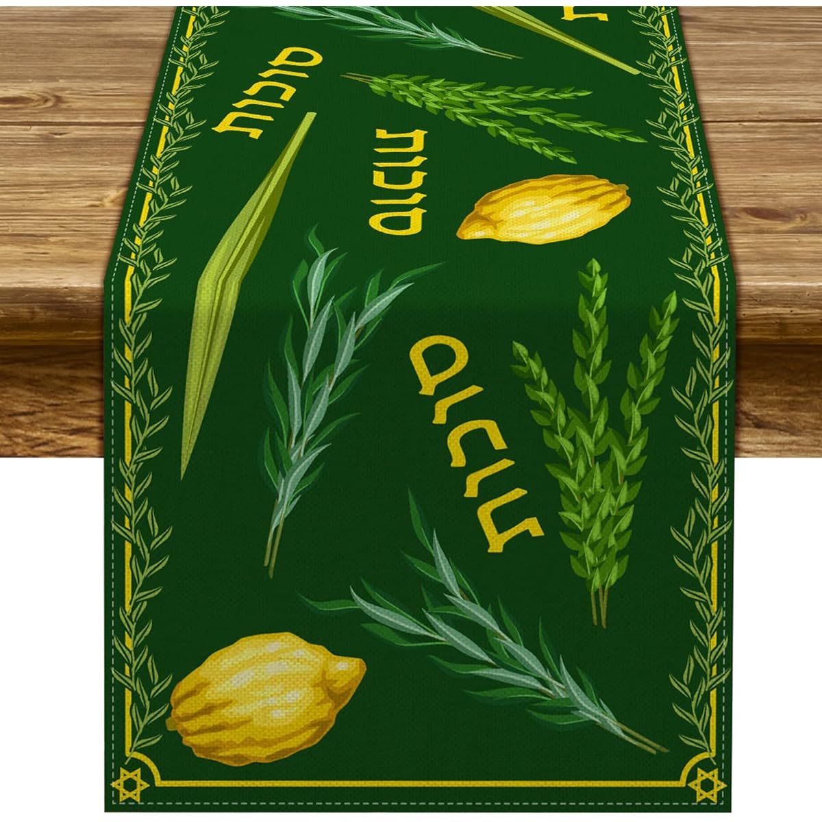 Pudodo Sukkot Table Runner Sukkah Etrog Lulav Table Decoration Jewish Holiday Party Festive Dining Room Home Decor