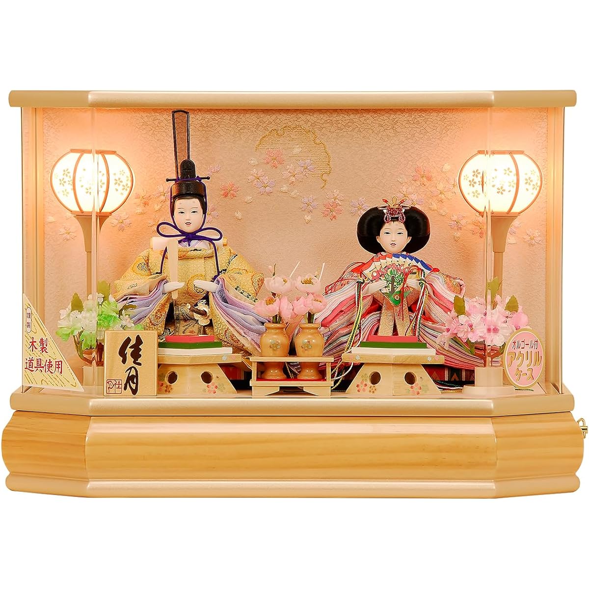 K-109 Prince and Princess Case Hina Doll Acrylic Case with Music Box