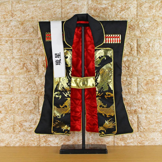 First Boy's Festival, Jinbaori, Boy's Festival, with name hachimaki (gold leaf dragon jinbaori) and stand, personalized, May doll, for children, boy, May doll