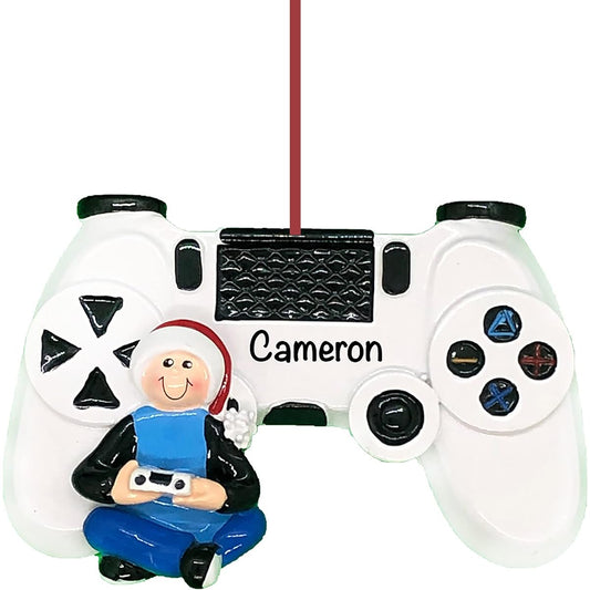 Video Game Controller Personalized Christmas Ornaments 2023 - Fast & Free 24 Hour Customization - Boy Playing Video Games Christmas Decorations with Name - Gift Wrapped