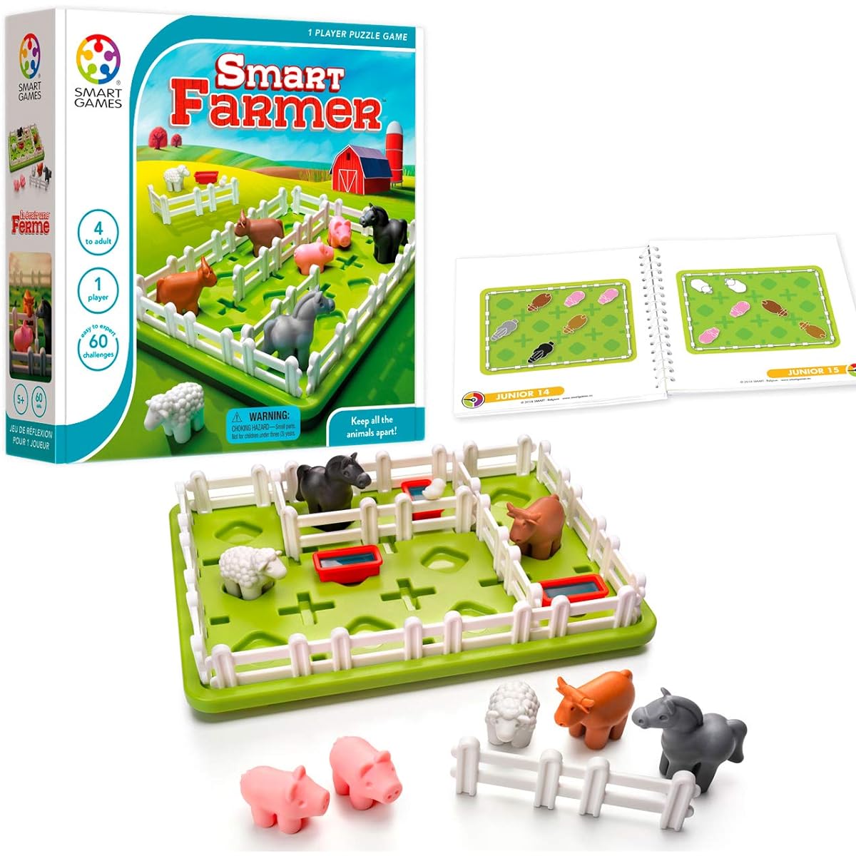 SmartGames Smart Farmer Board Game, Fun, STEM, Focus, Cognitive Skills Building, Brain Games, Puzzle Games, Ages 4+