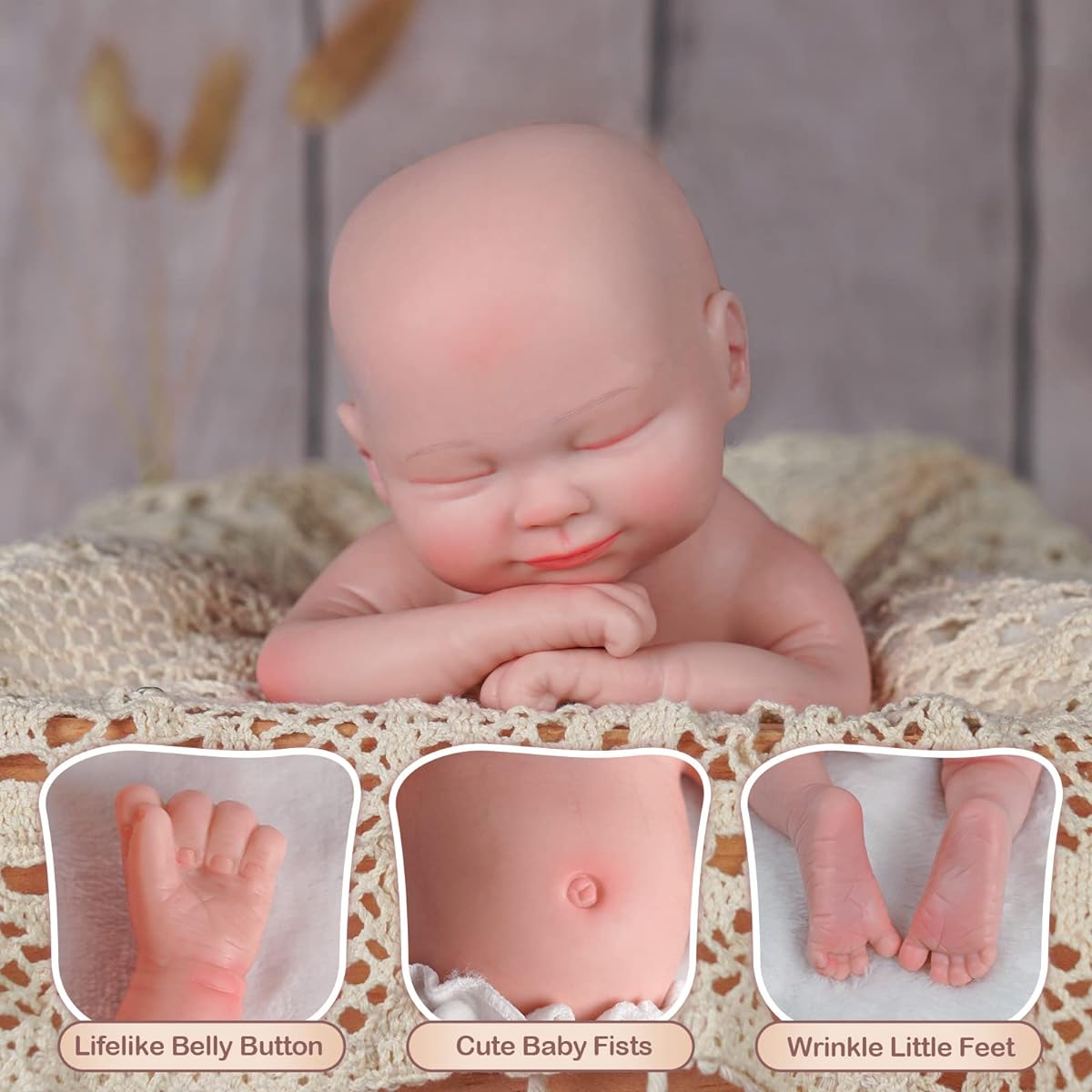 BABESIDE Lifelike Reborn Baby Doll - 12" Full Platinum Solid Silicone Body Lifelike Newborn Baby Doll Boy