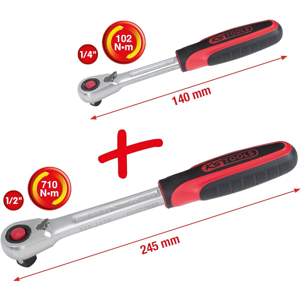 KS TOOLS SlimPOWER Reversible ratchetn set 2 pcs1/4" + 1/2" SlimPOWER Reversible ratchetn set 2 pcs1/4" + 1/2" 920.0002