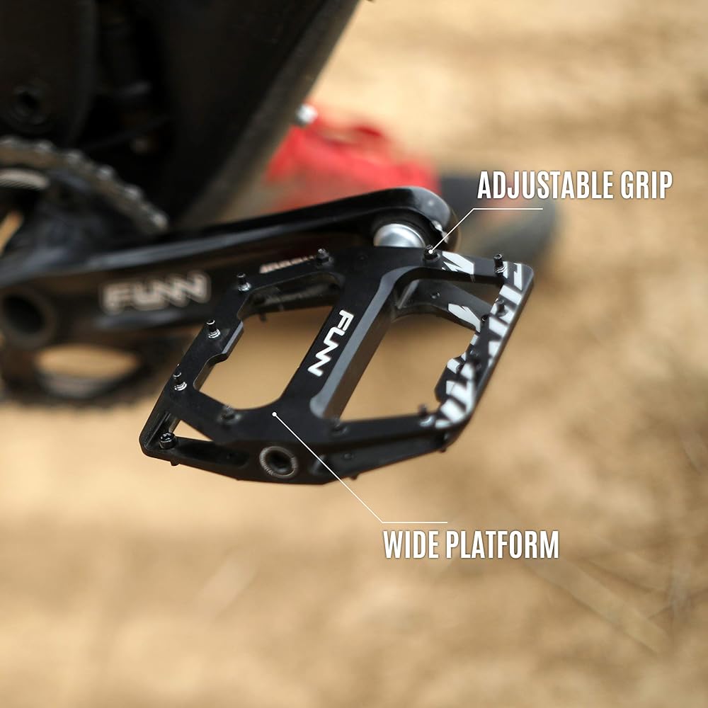 Funn Fundamental MTB Pedals - Lightweight Large Area Flat Pedals - Applicable to Mountain Bikes, Road Bikes, Cross Bikes, BMX Bikes, Gravel Bikes Bicycle Pedals - 9/16" Steel Axle