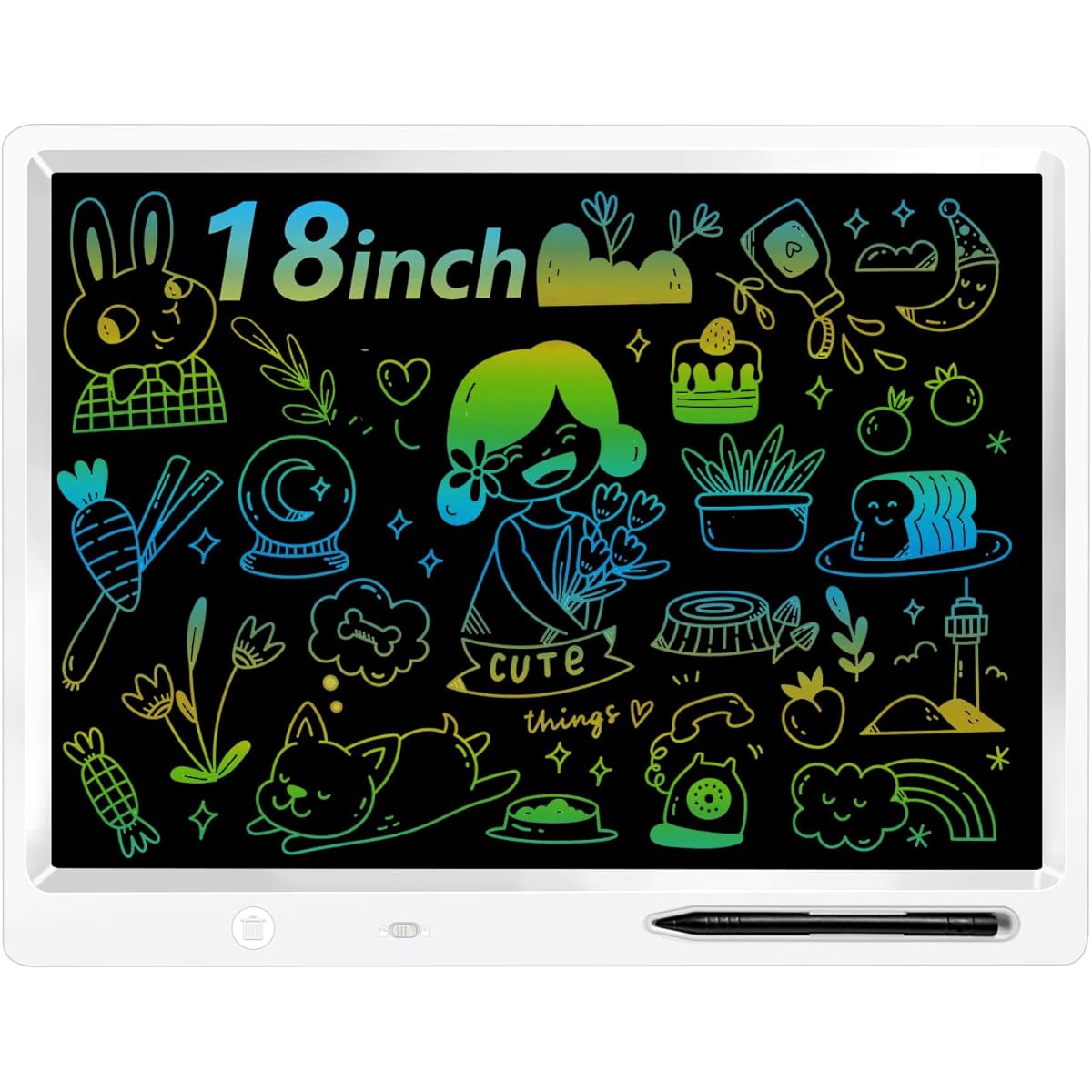 surekuo LCD Writing Tablet, 18" Colorful Doodle Board Erasable LCD Writing Tablet for Kids Homeschool Program for 3-12 Year Olds and Adults