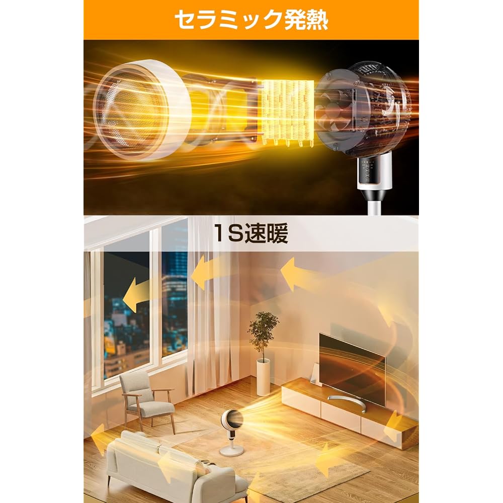 (2024 New Appearance, Tabletop & Stand Type, Dual-Use), Ceramic Heater, 3D Oscillation, Circulator Type, Electric Fan Heater, 1500 W, Fast Heater, Large Airflow, 3 Types of Blower Modes, 3 Types of