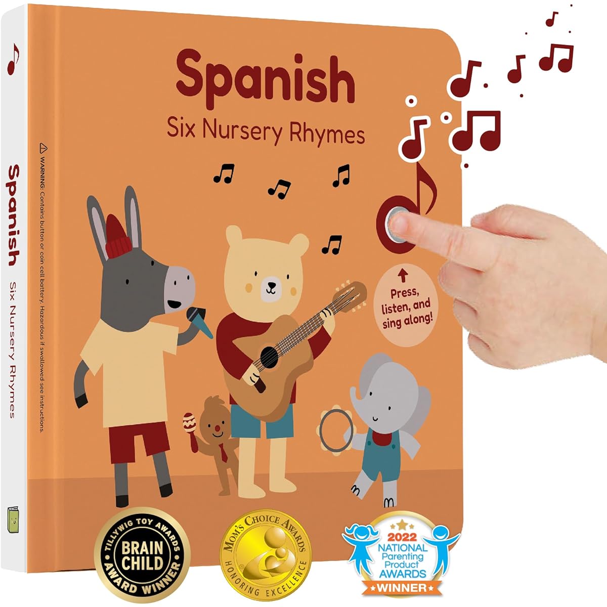 Cali's Books Spanish Nursery Rhymes. Spanish Baby Book with 6 Songs - Libros en español para Niños y Bebes. Books for 1 year olds - Learn Spanish for kids - Music books for toddlers 1-3
