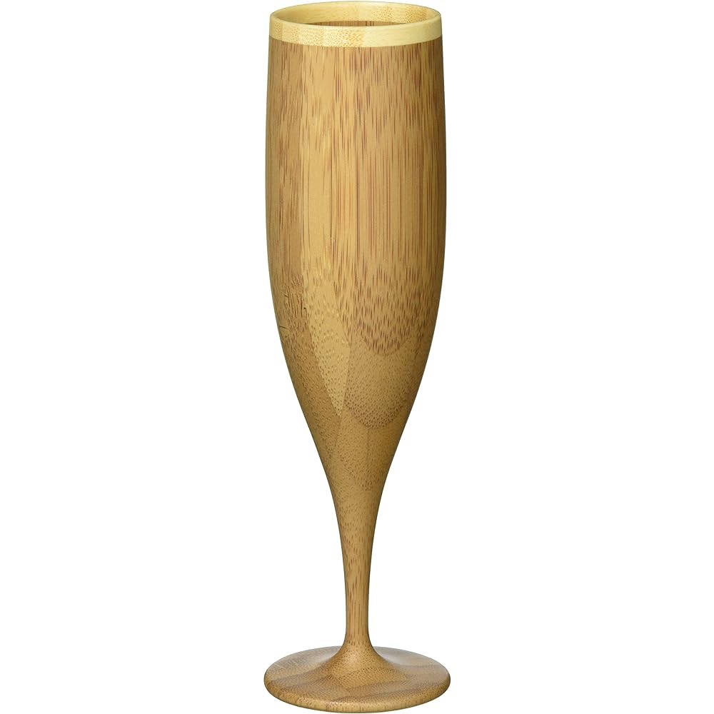RIVERET Vessel Cocktail Glass Flute 110ml Pair Set Bamboo Dishwasher Safe White/Brown RV-107WB