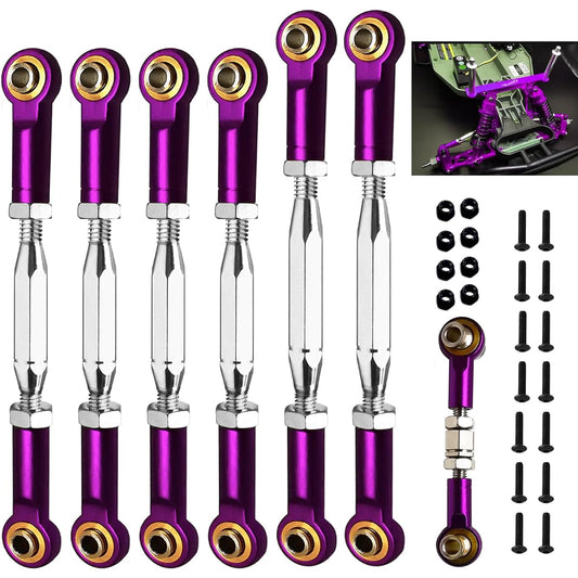 (2023 Upgrade) Adjustable Stainless Steel Turnbuckle/Camber Link for 1/10 Traxxas 4X4/2WD Slash VXL, Rustler VXL, Stampede VXL, Hoss 4X4 RC Car Hop-Up Parts(Purple)