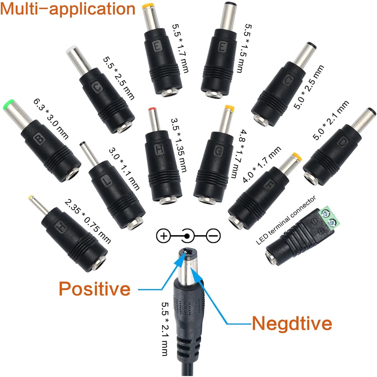 Geeon 24V 1.5A AC DC Adapter 36W Power Transformer with 5.5 x 2.1mm DC Male and 12 Replacement Plug Connectors ETL Standard Certified (24 Volt Devices Only)