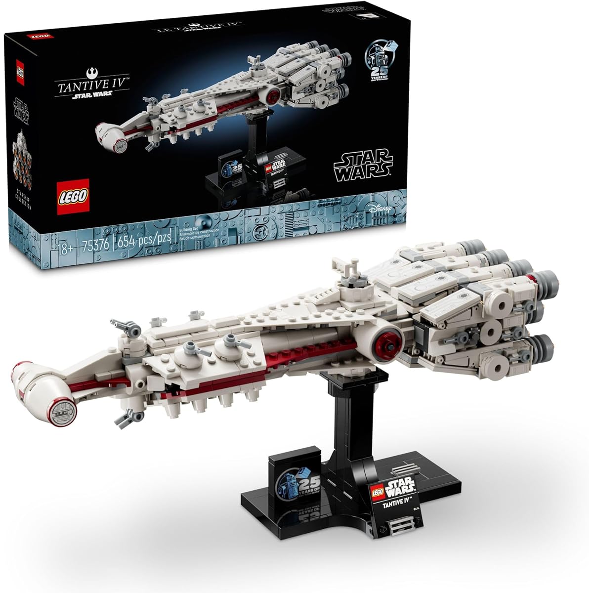 LEGO Star Wars: A New Hope Tantive IV Buildable 25th Anniversary Starship Model, Creative Building and Display Set for Adults and Star Wars Fans, Father's Day Collectible Gift from Wife, 75376