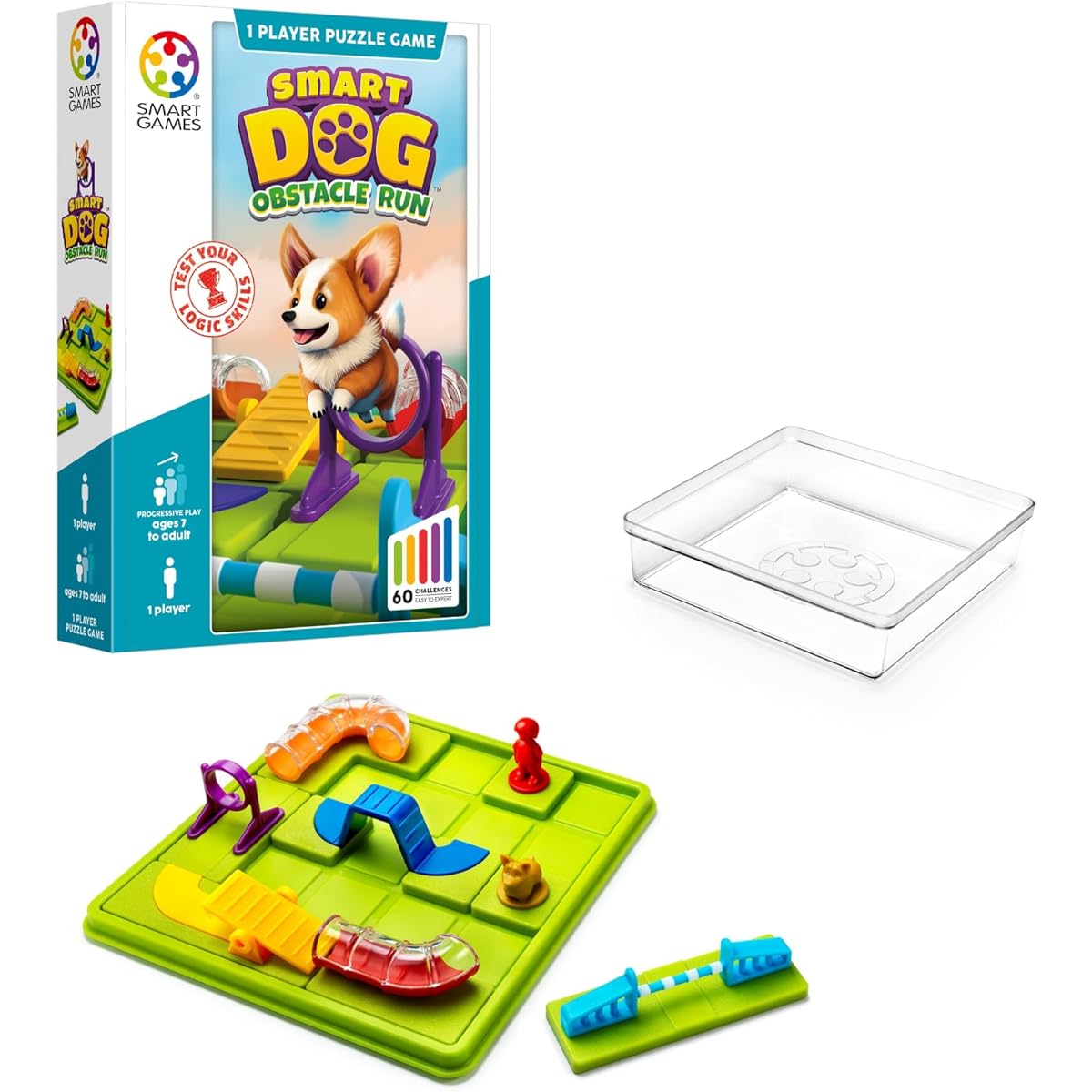SmartGames Smart Dog: Obstacle Run Travel Friendly Logic Game for Ages 7 - Adults with 60 Challenges