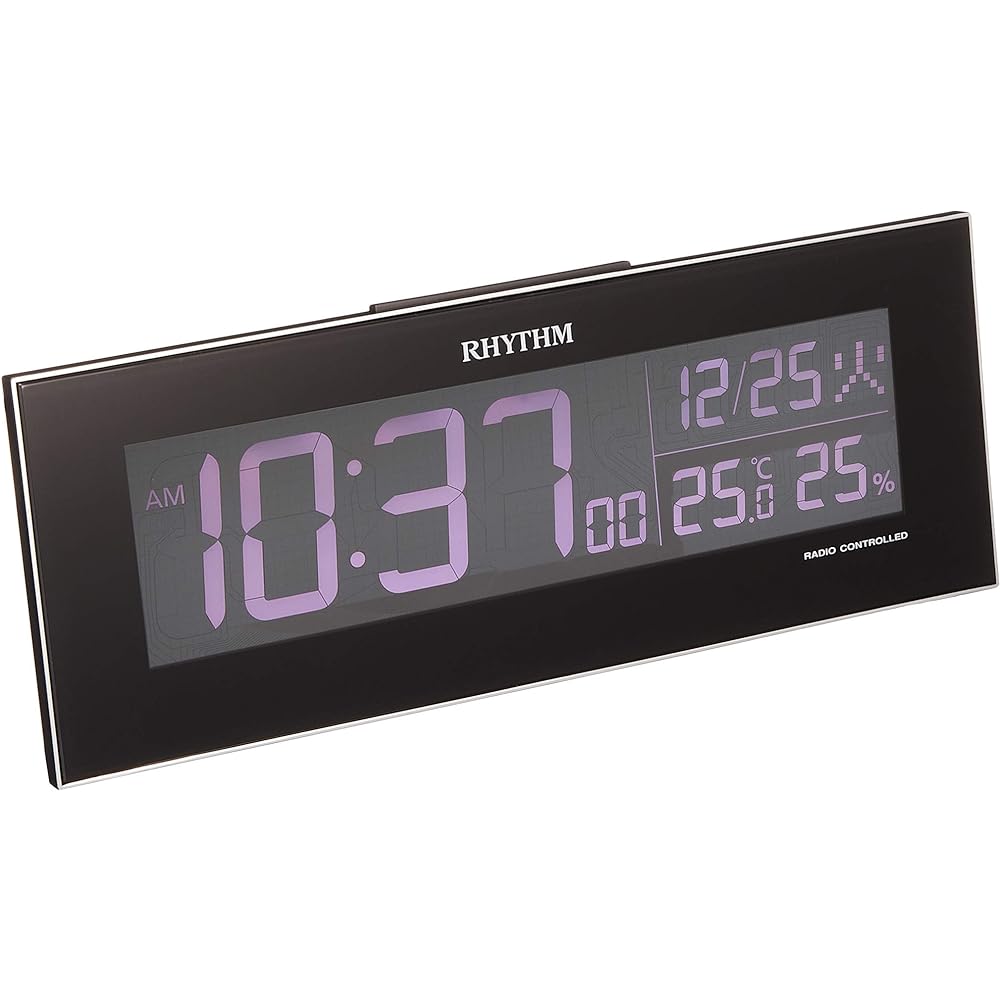 RHYTHM Alarm Clock Radio Clock Gradient LED 365 Color Display AC Power Black Iloria 8RZ173SR02