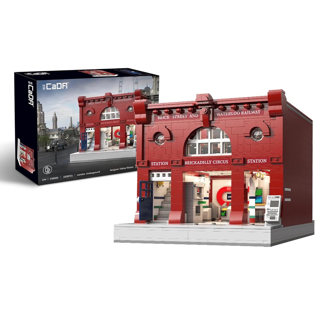 dOBROMOb dOMOb London Underground Station Building Kit - STEM Brick Toys for Kids Ages 8+ & Adults - 1836 Pieces or Blocks - LED Light Strip - For Boys, Enthusiasts & Collectors