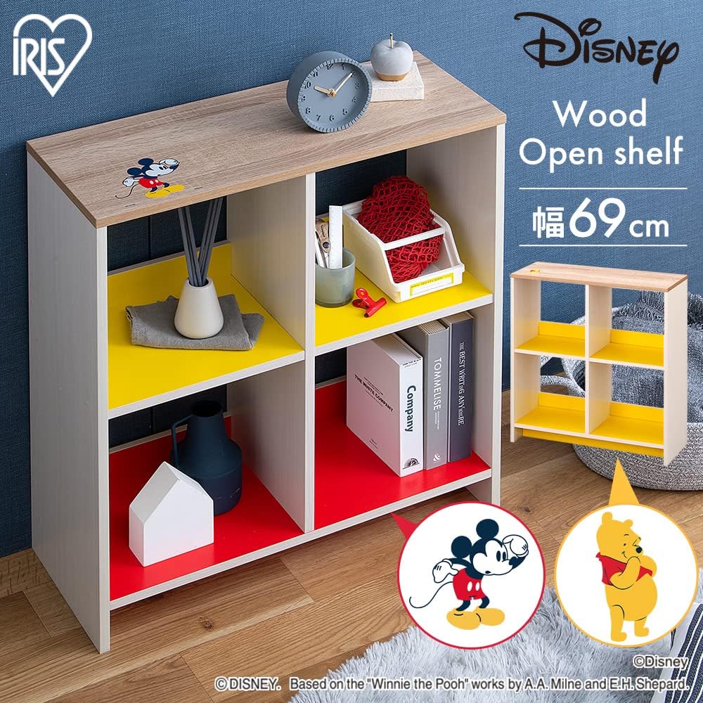 Iris Ohyama Shelf Bookshelf Rack Open Rack Wood Open Shelf WOS-4 Winnie the Pooh