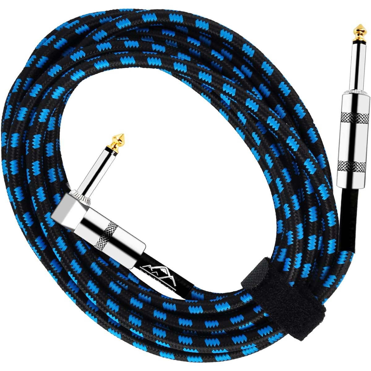 EastRock 1/4" Guitar Instrument Cable 10/20ft Right Angle Straight Tweed Cloth Jacketed Guitar Cable Input for Electric Guitar Bass Amplifier Keyboard Mandolin Mixing Desk 10 Foot Black