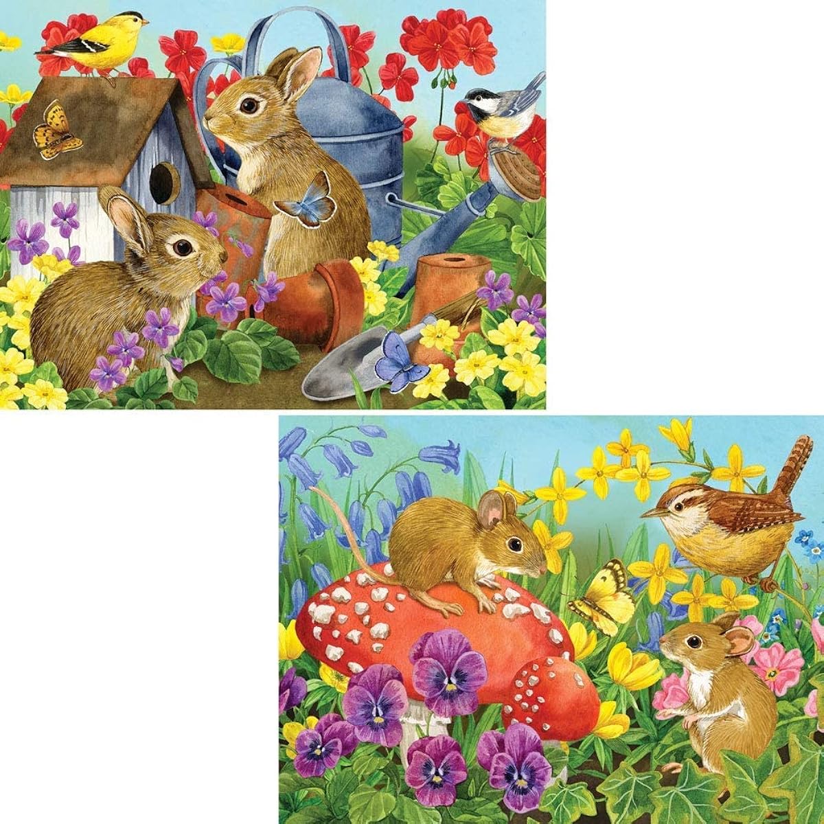Bits and Pieces - Large Jigsaw Puzzles for Adults Set of 2-300 - "Bunny" and "Mouse" Jigsaw 300 Pieces by Artist Jane Maday - 18" x 24"