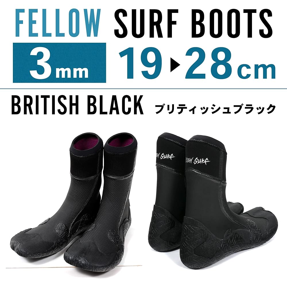 FELLOW Surf Boots 3mm Thermal Fleece Lining Men's Women's Surfing Boots Winter Japanese Standard SUP Semi-Dry Wetsuit