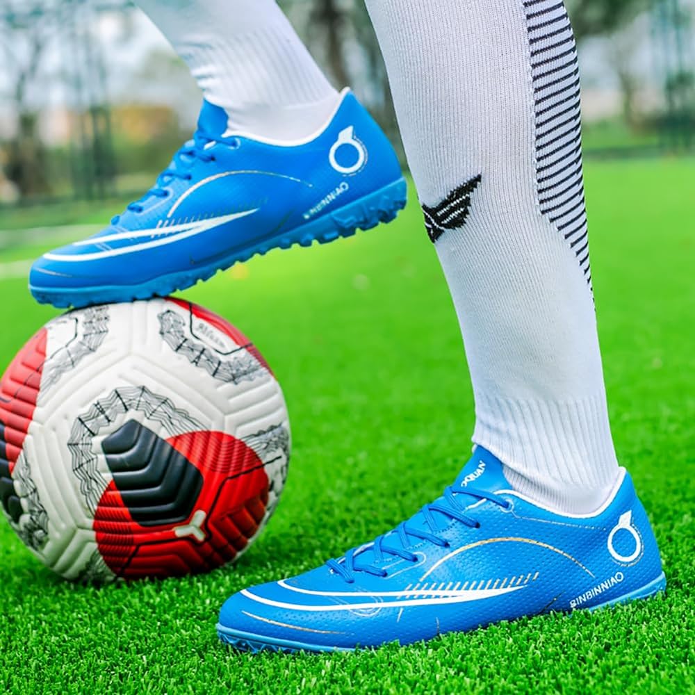 [KEMTAT] Soccer Shoes, Soccer Spikes, Junior Futsal Shoes, Artificial Grass, Children's Soccer Training Shoes, Futsal Shoes, Lightweight, Anti-Slip, Unisex