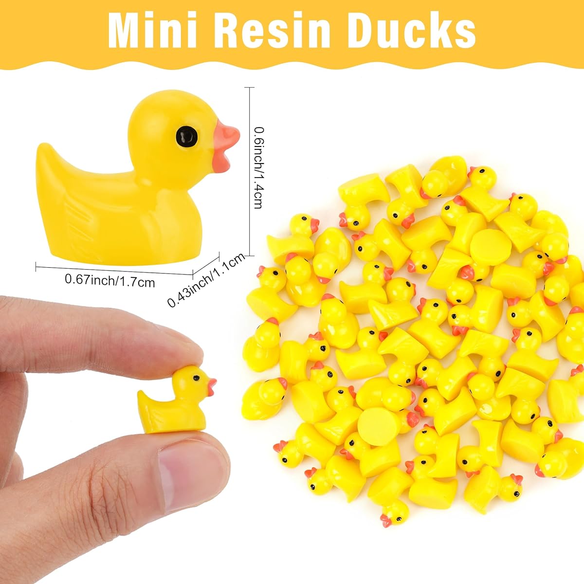 240pcs Mini Resin Ducks Yellow Tiny Duck Figurines Bulk Garden Micro Landscape Aquarium Dollhouse Potted Plant Decoration Mini Duck DIY Ornament Party Toy