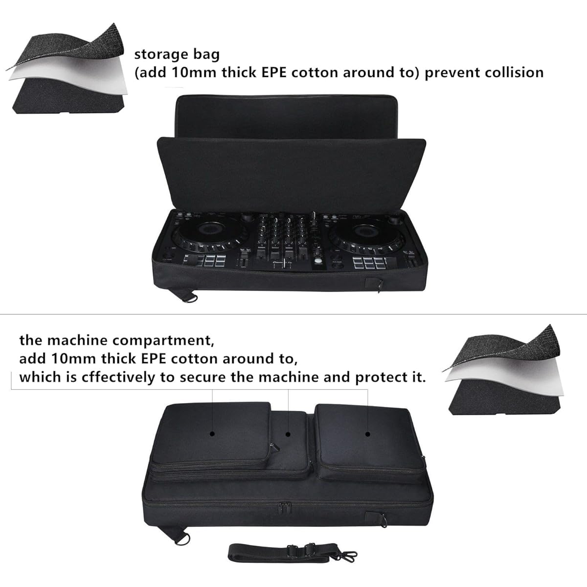 AZTOPA Travel Bag DJ Controller Case for DDJ-FLX6 / DDJ-SX/DDJ-SX2 / DDJ-SX-3/ DJ Controller - Protector Bag, Padded Shock Absorption Material, Enhanced Protection