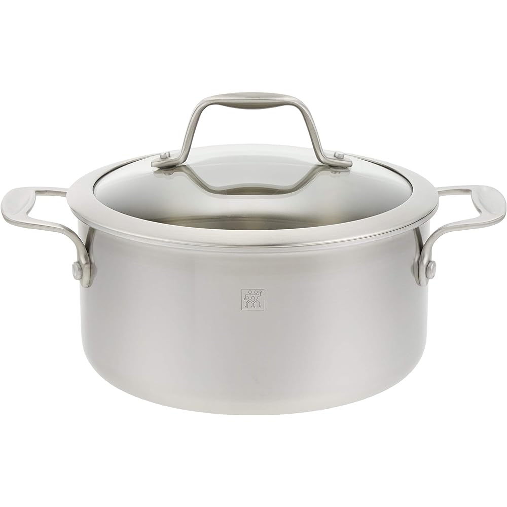 Zwilling "Zwilling Spirit Stew Pot 20cm 3.0L" Two-handed pot, stainless steel, 3-layer structure on all surfaces, glass lid, IH compatible, 10 year warranty [Japanese official product] 64092-202