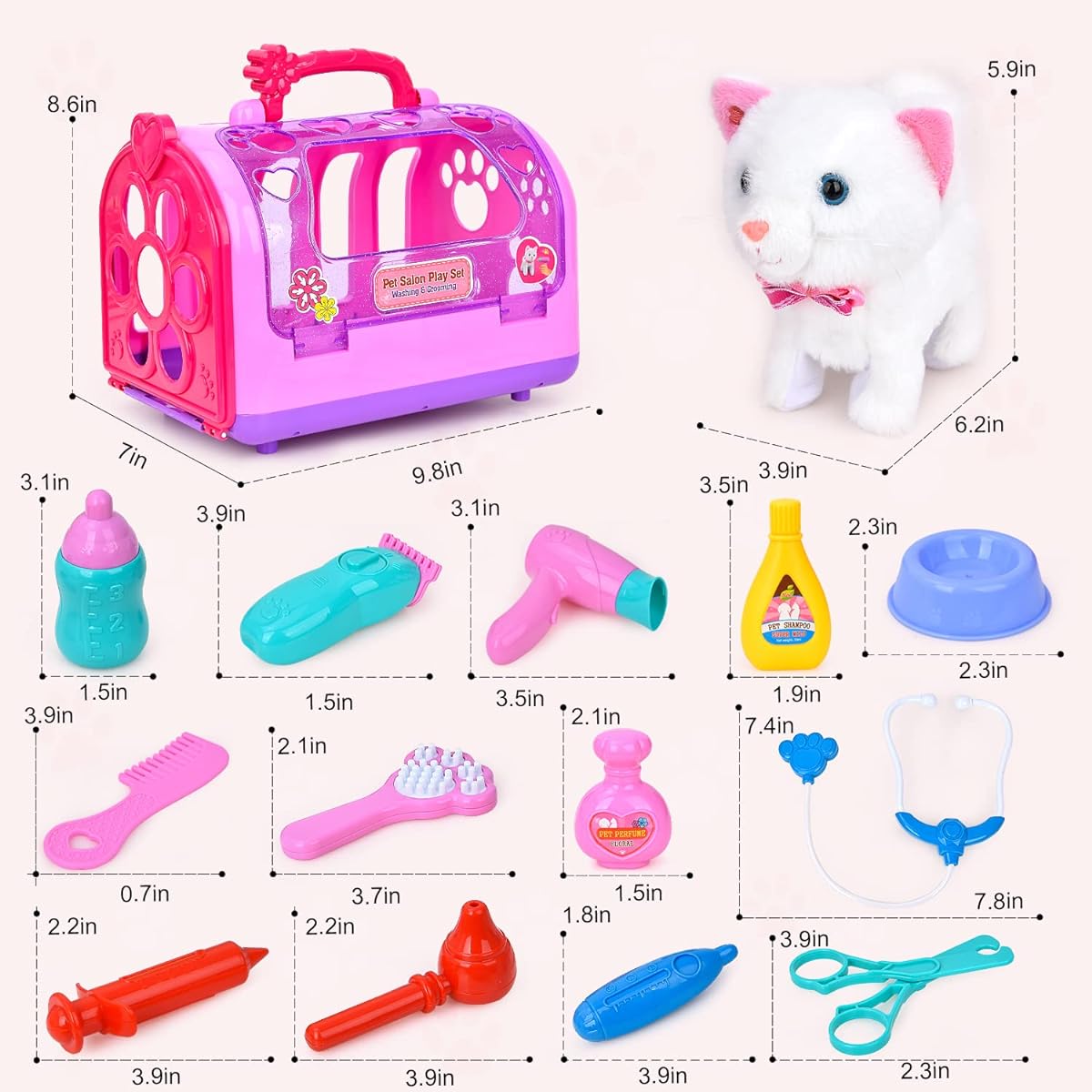 Fegalop Veterinarian Kit, Durable Veterinarian Kit for Kids, Veterinarian Playset with Little Cat