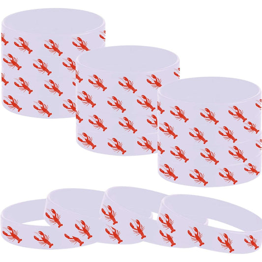 24pcs Lobster Crab Boil Theme Party Rubber Bracelets for Beach Luau Seaside Theme Baby Shower Birthday Party Favors Decorations Gifts Prizes Goodie Bag Giveaways Nautical Animal Silicone Wristbands