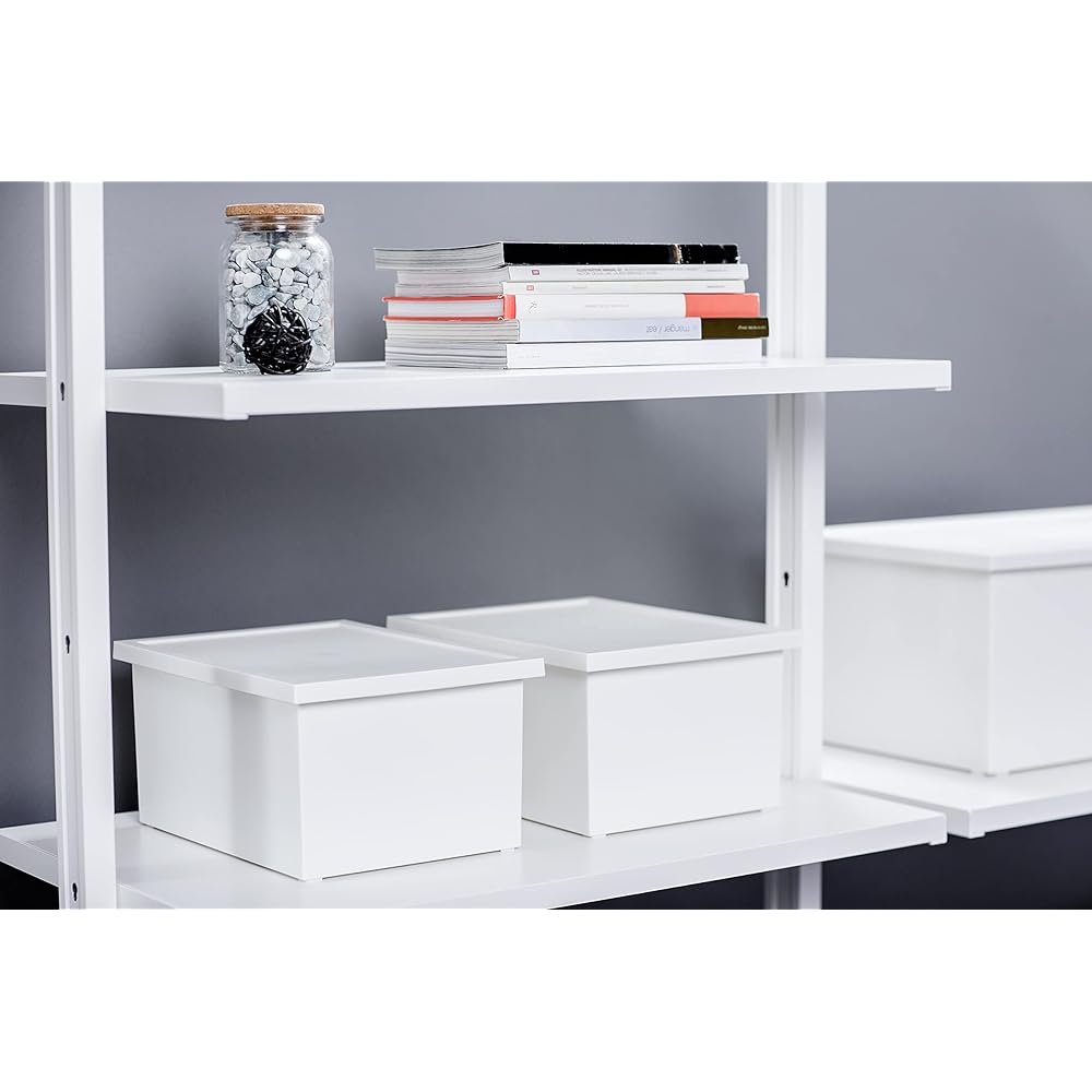 JEJ Astage Stacking Storage Favore Nuvo Box L White Made in Japan Stacking Width 54 x Depth 36 x Height 24.3cm Set of 4