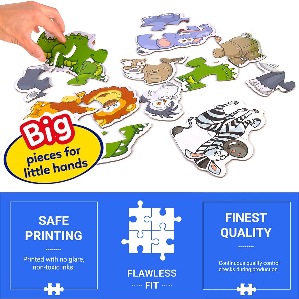 My First 48 Pack 2 & 3 Piece Jigsaw Puzzles - Fun and Educational Puzzles for Toddlers: Learn with Jungle, Princess, Farm, Construction, Sea Animals, Pets, Rescue, Vehicles