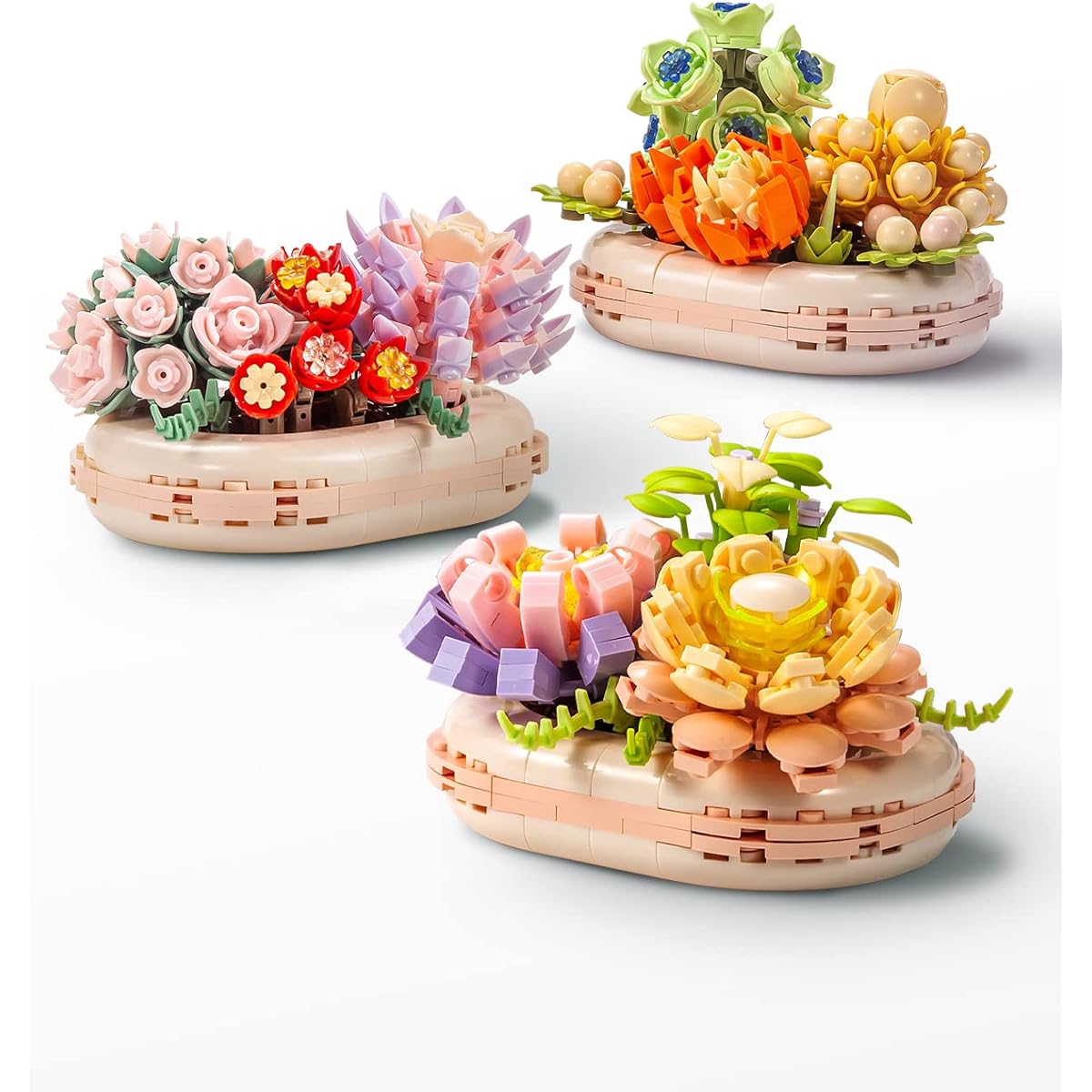 dOvOb Decorative Flower Potted Plant Building Set for Adults with Floral Decorations for Home and Office (883 Pieces)