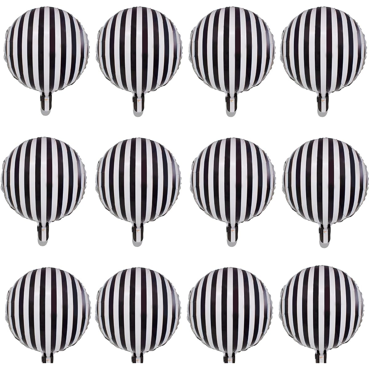 Finypa 12pcs Black and White Striped Balloons Decorations Foil Mylar Balloons for Birthday Party Baby Shower Halloween Ceremony Holiday Party Decoration Supplies Family Party Decorations