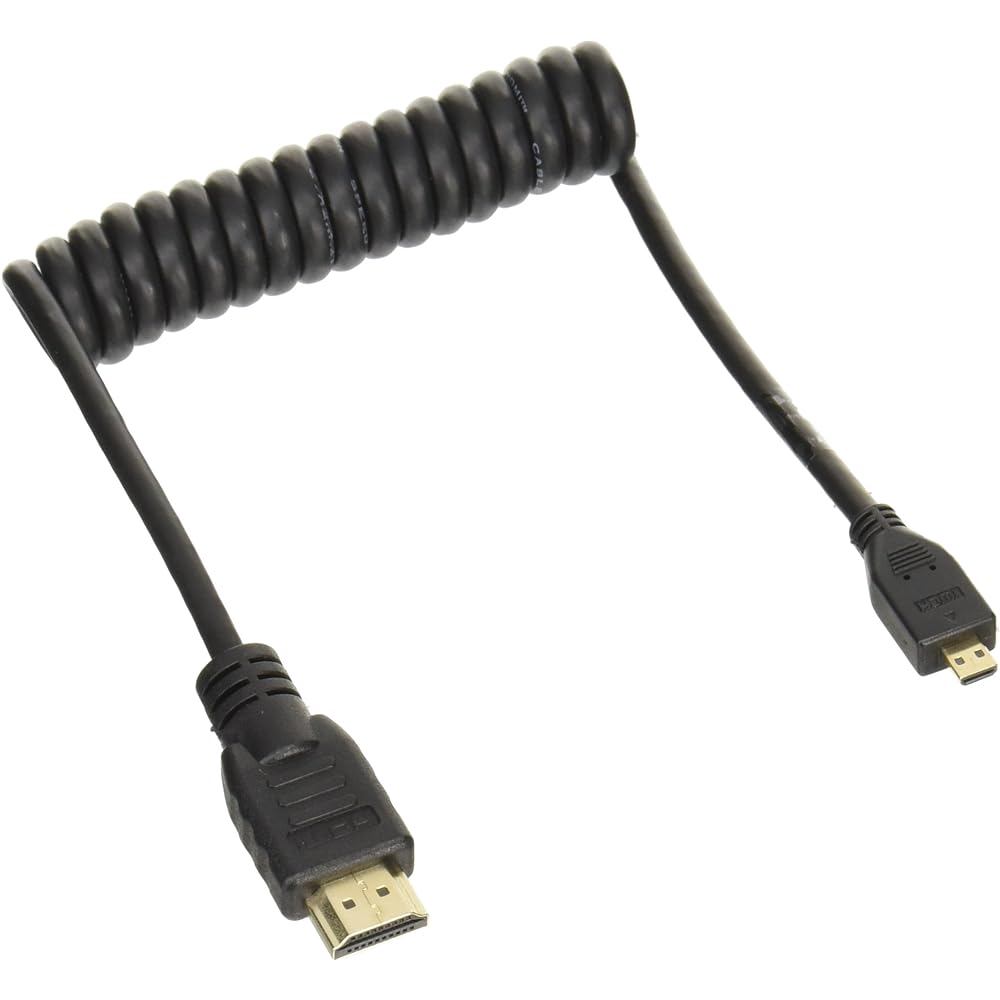 ATOMOS MICRO HDMI to Full HDMI Cable Curled 50cm (65cm extension compatible) ATOMCAB014