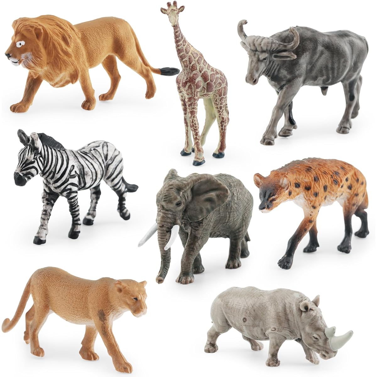 Wild Animal Toy Set 9 Pieces Savannah Jungle Animal Figures Mini Party Favors Cake Toppers South Africa Zoo Animal Toys for Kids 3-5
