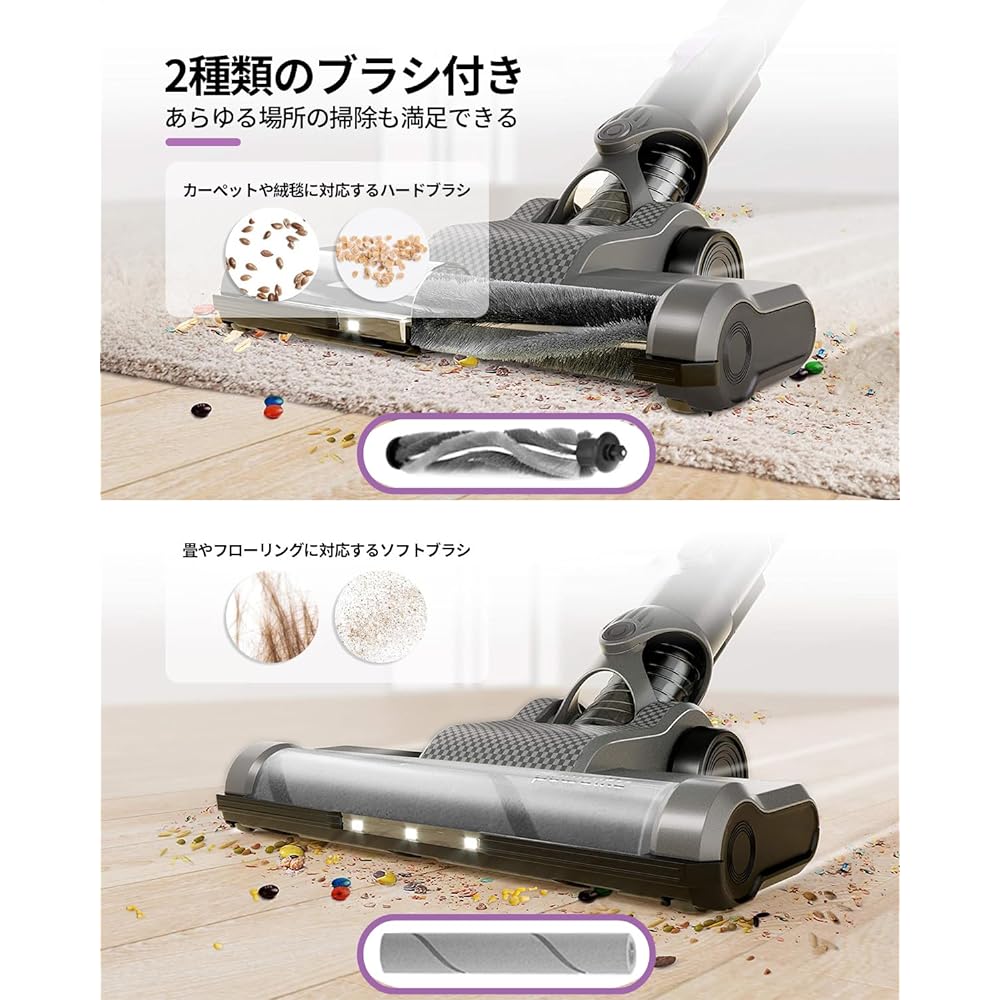 Cordless Vacuum Cleaner [2024 Advanced Edition 30000pa Super Strong Suction] Cordless Vacuum Cleaner Cyclone Stick Cleaner Car Vacuum Cleaner with Removable Battery LED Light Runs Continuously for 35 Minutes Handy Cleaner 2way Specification Japanese Inst